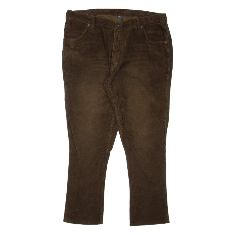 Womens Corduroy Trousers Brown Regular Flared W36 L30
