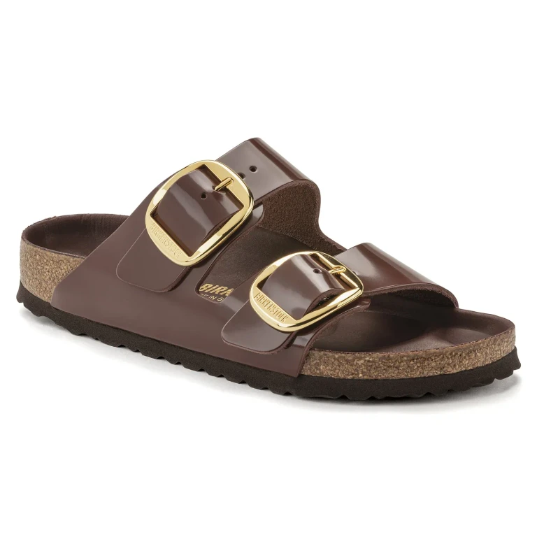 Arizona Big Buckle Natural Leather Patent High Shine Chocolate