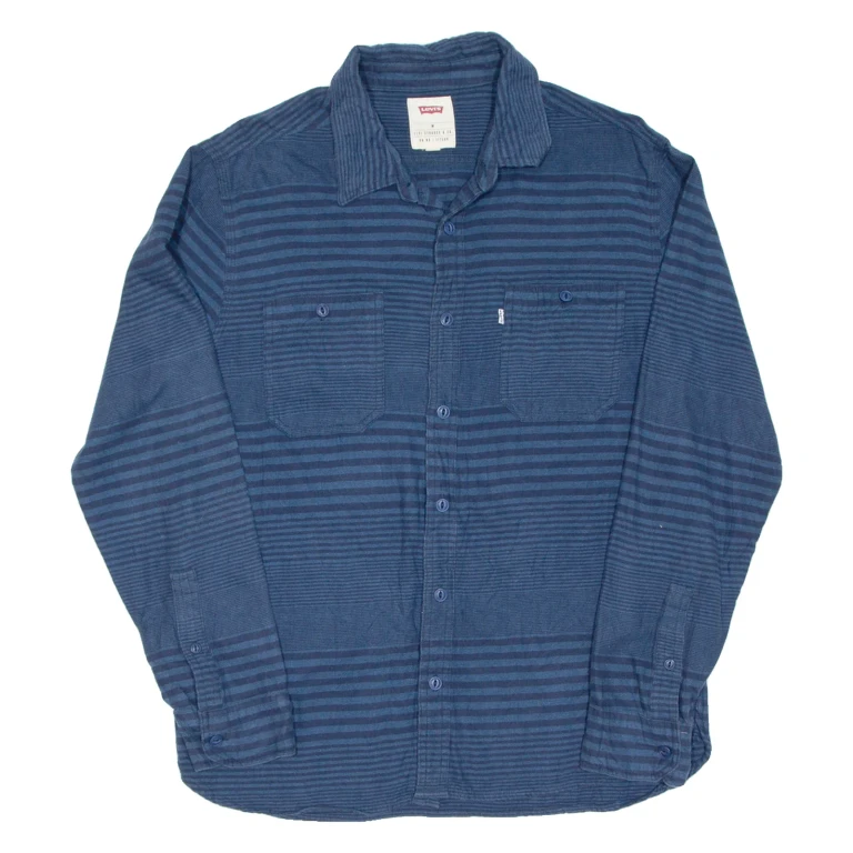 LEVI'S Mens Shirt Blue Striped Long Sleeve M