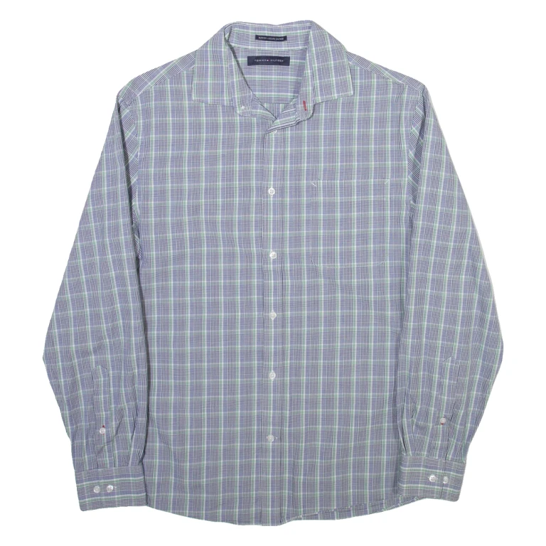 TOMMY HILFIGER Mens Plain Shirt Blue Long Sleeve S