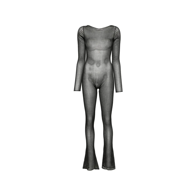 Ribbed-knit Open-back Jumpsuit