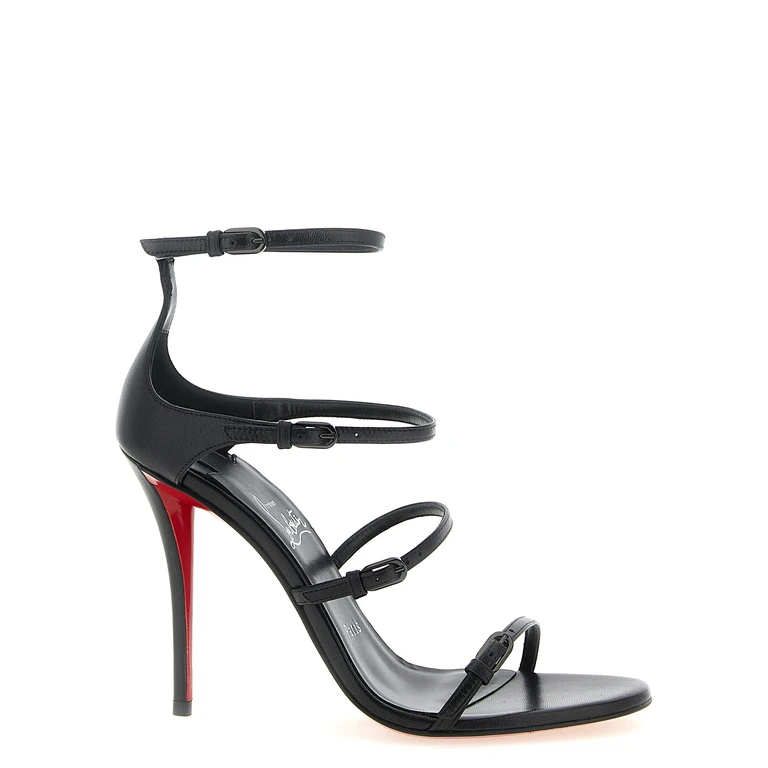 Christian Louboutin Black Goatskin Stiletto Heel Sandals - Women