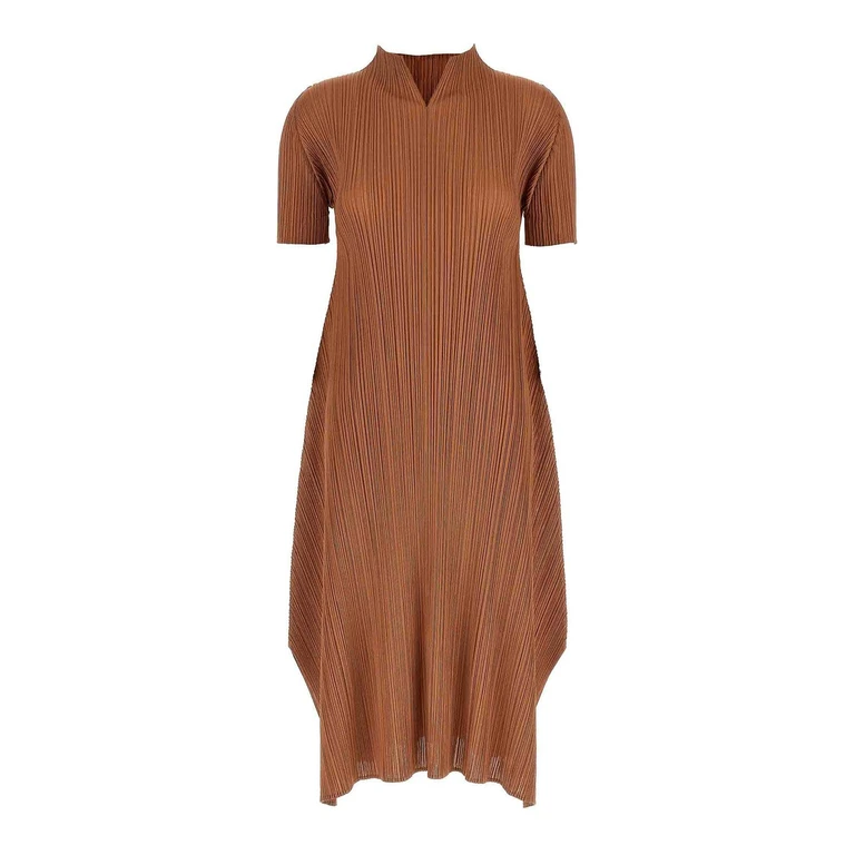 Pleats Please Issey Miyake Robe Au Genou - Marron (PP66JH13644)