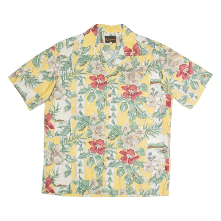 HANAUMA BAY Mens Hawaiian Shirt Yellow Floral XL