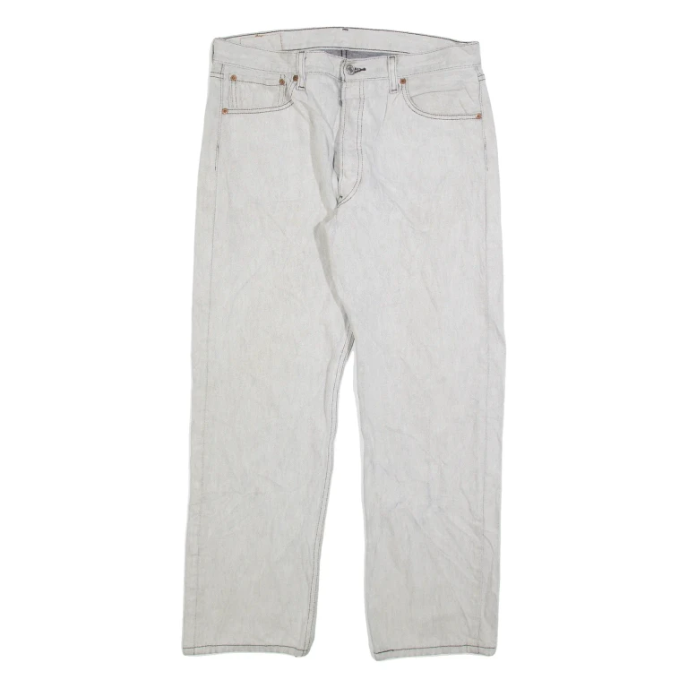 LEVI'S 501 Jeans Mens Grey Regular Straight Stone Wash W34 L29