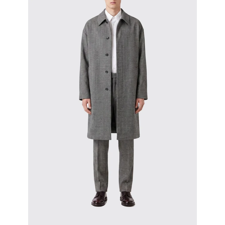 Single-Breasted Long Coat in Pure Virgin Wool with Patch Pockets (FG9M64653BMW135)