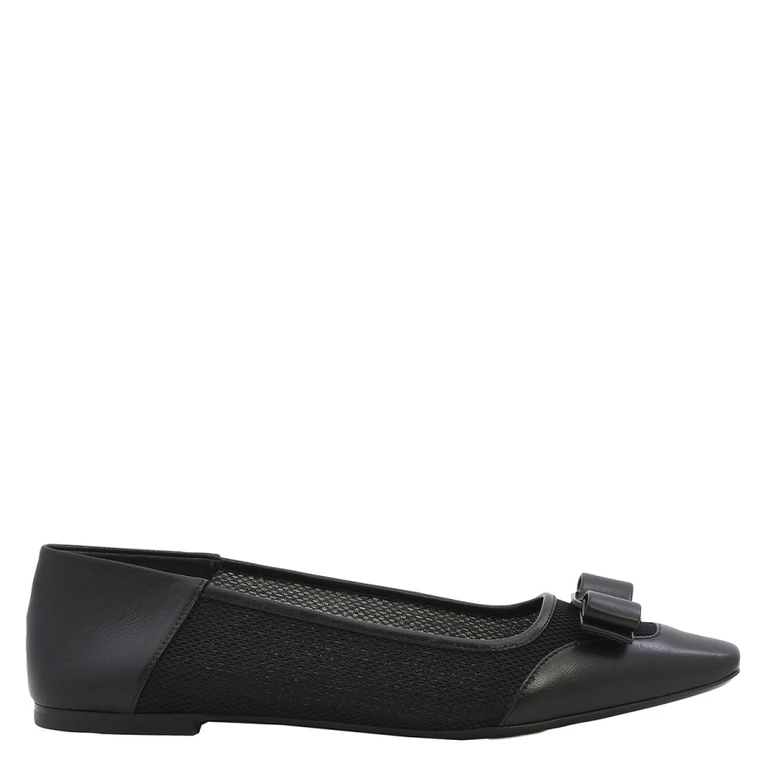 Ferragamo Anz Vara Bow Bi-Material Ballet Flats