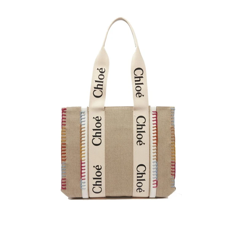 Chloé Beige Linen Tote Bag - Women