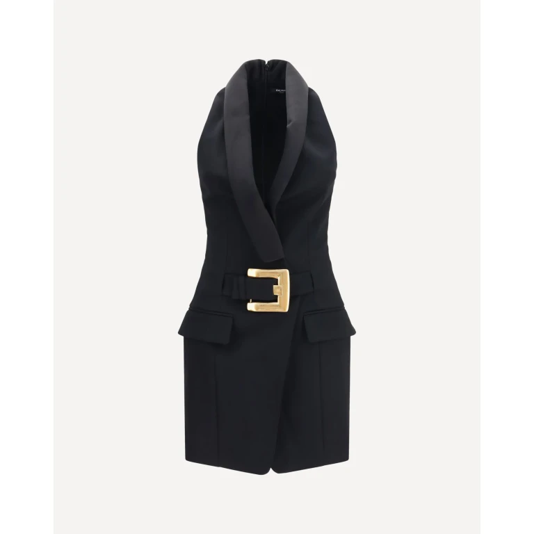 BALMAIN Grain de poudre belted Dress Female 34