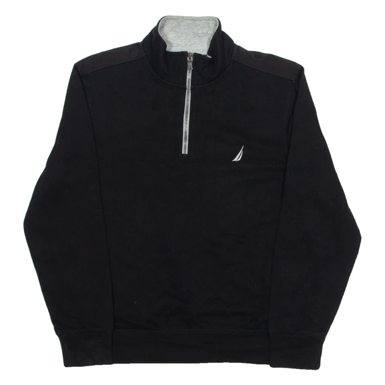 NAUTICA Mens Sweatshirt Black 1/4 Zip L