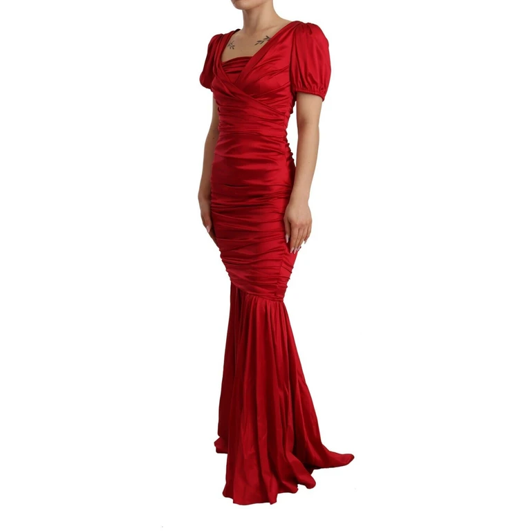 Dolce & Gabbana Red Silk Stretch Sheath Mermaid Gown Dress - Women