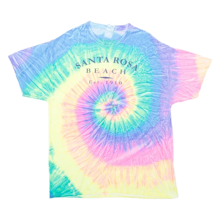 GILDAN Santa Rosa Beach Mens Tie Dye T-Shirt Yellow USA XL