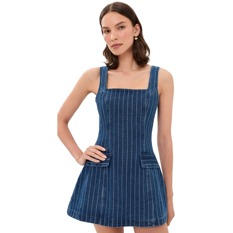 Line & Dot Monah Denim Mini Dress Blue L