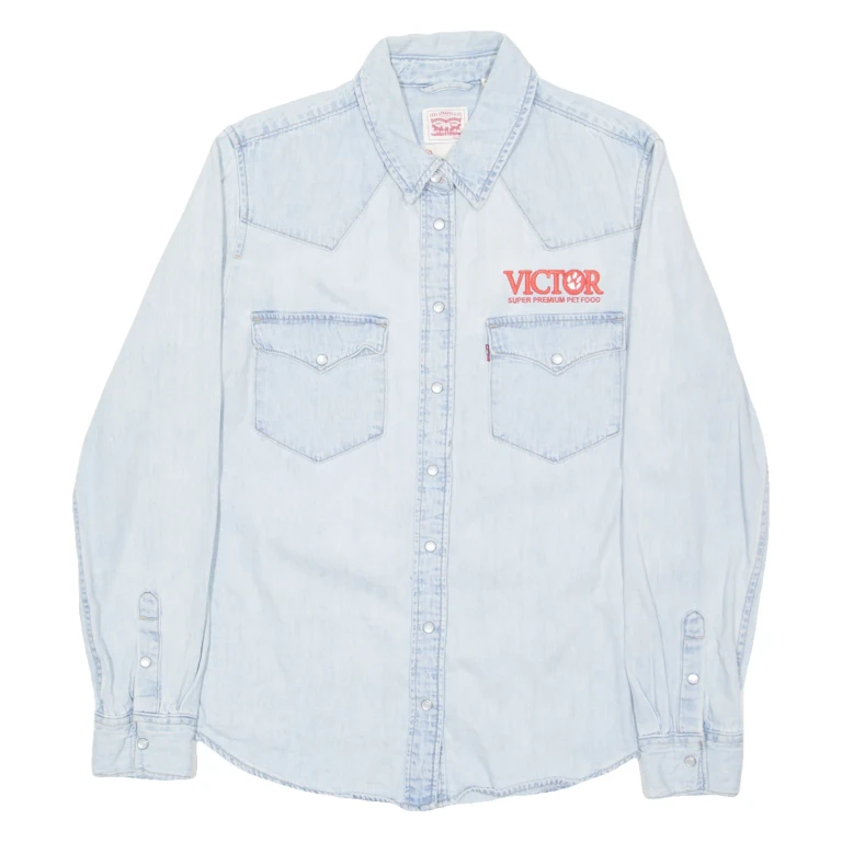 LEVI'S Workwear Womens Denim Shirt Blue Long Sleeve S