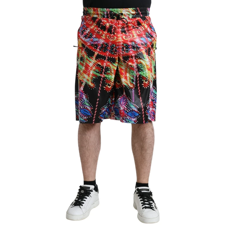 Multicolor Luminarie Print Men Bermuda Shorts Polyester - Men