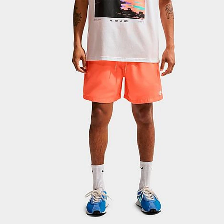 Nike Men's Club Woven 6" Flow Shorts in Orange Frost/White Size: XS