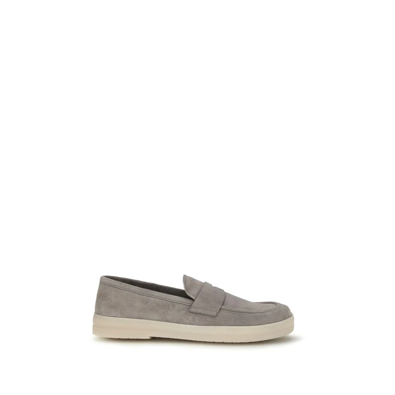 Gray Calf Leather Bos Taurus Slip-On Loafers - Men