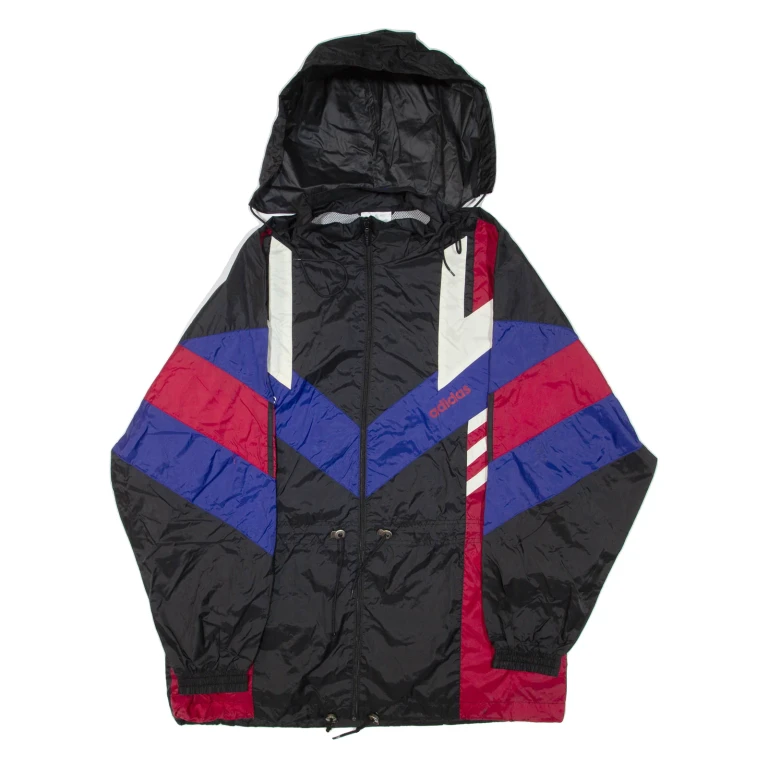 ADIDAS Mens Rain Jacket Black Hooded XL