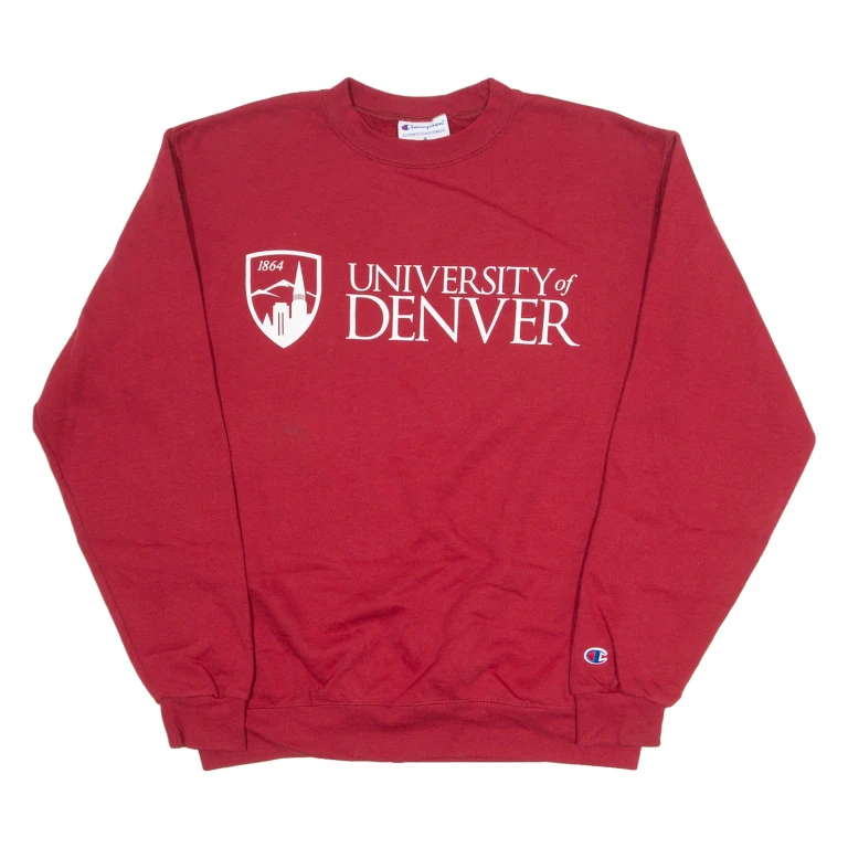 CHAMPION University Of Denver Mens Sweatshirt Red Crew Neck M