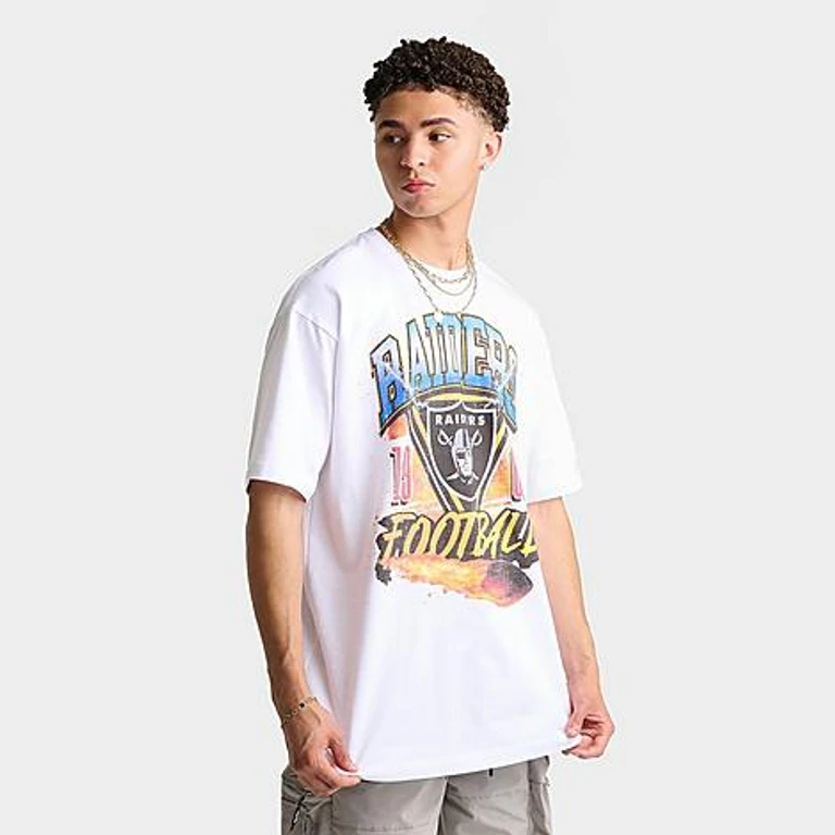 New Era Men's Las Vegas Raiders NFL On Fire T-Shirt in White Size: Small