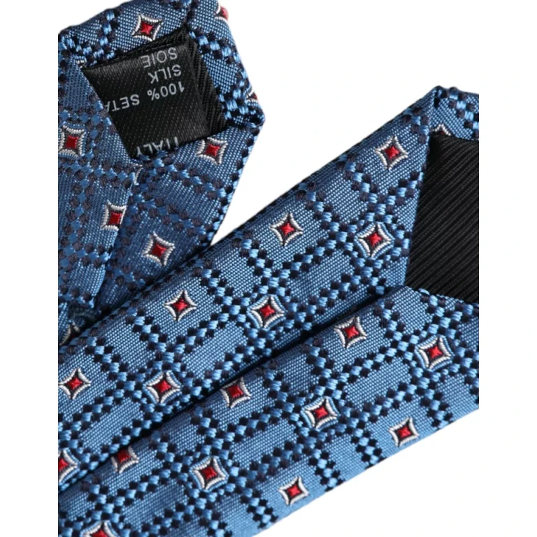 Dolce & Gabbana Blue Patterned Silk Adjustable Men Tie - Men