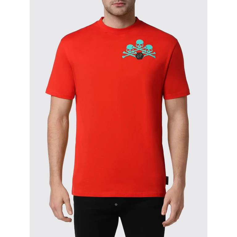 Cotton T-Shirt with Skull Print and Monogram Motif (FABCMTK5715PJY002N13)