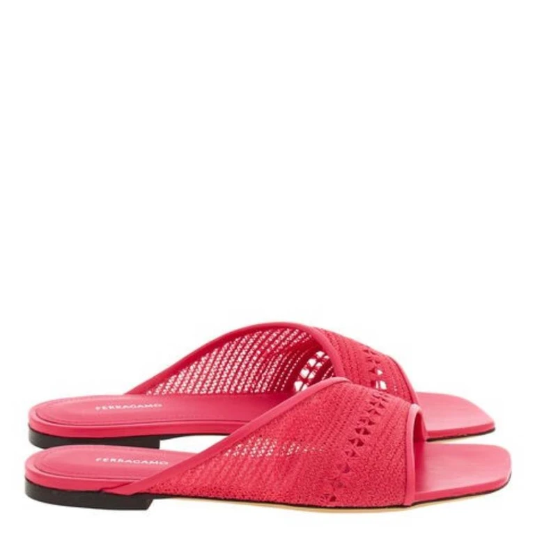 Ferragamo Nyna Mesh Slide Sandals, Size 7 C (01H993 772891)