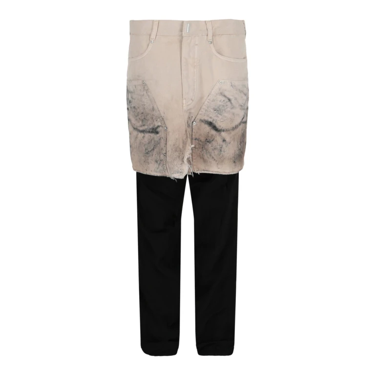 Layered Tracksuit Pants With Destroyed Carpenter Jeans