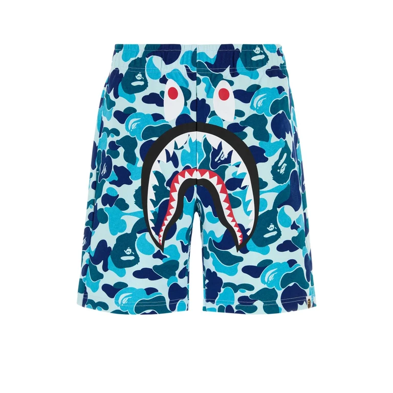 Printed Cotton Abc Camo Shark Bermuda Shorts Green Exterior - Men