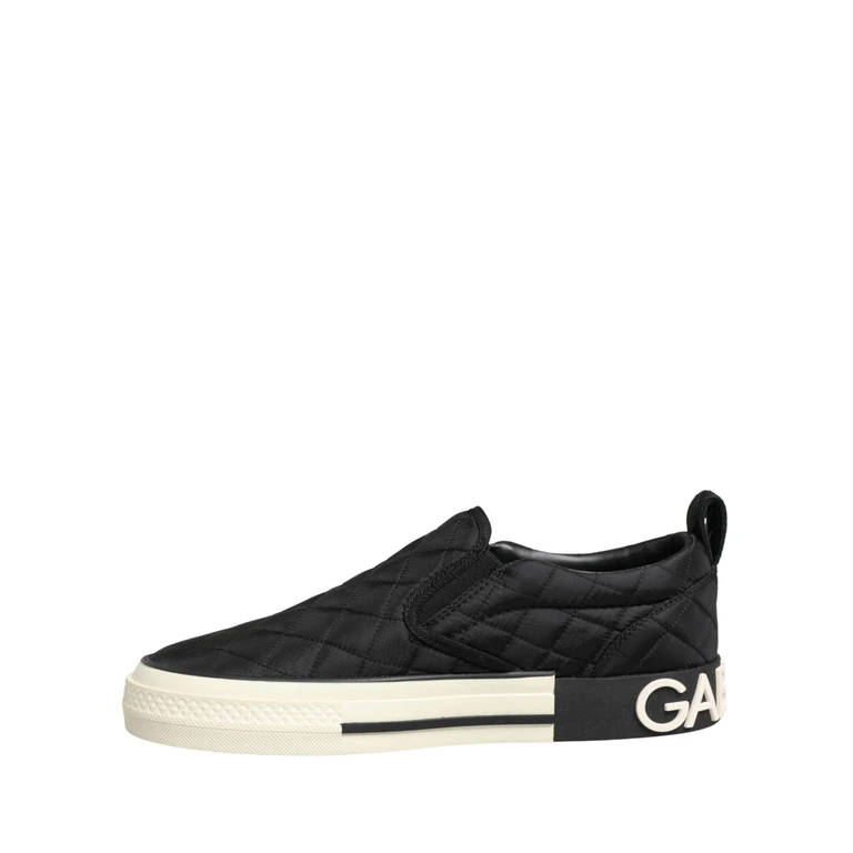 Dolce & Gabbana Black Quilted Slip On Low Top Sneakers Shoes Polyester Pu Viscose - Women
