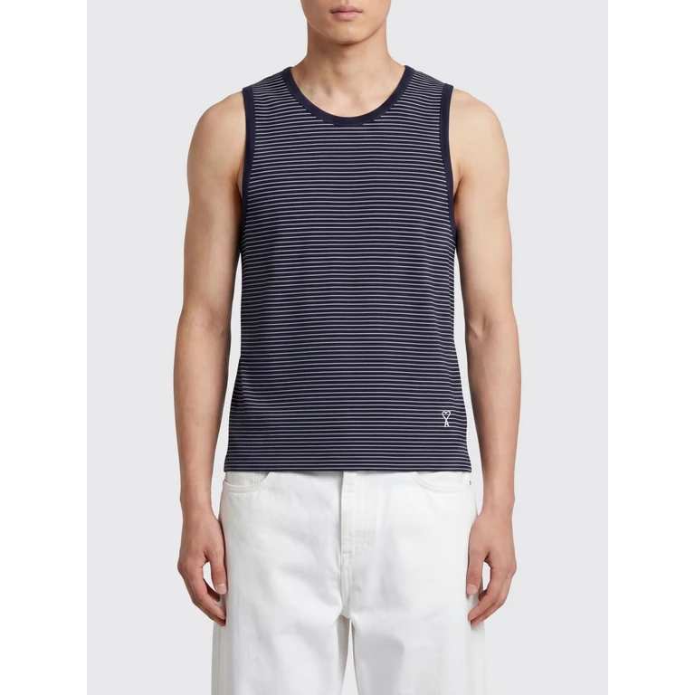 Slim Fit Striped Cotton Vest with Round Neck (HTP820JE0212A044)