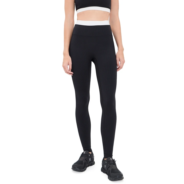 Year of Ours Ribbed Layered Leggings Black/White S