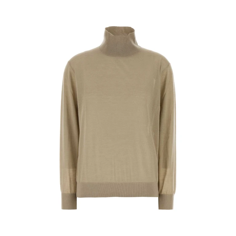 The Row Cappuccino Cashmere Blend Orly Sweater Taupe Exterior: Silk Maglieria - Women