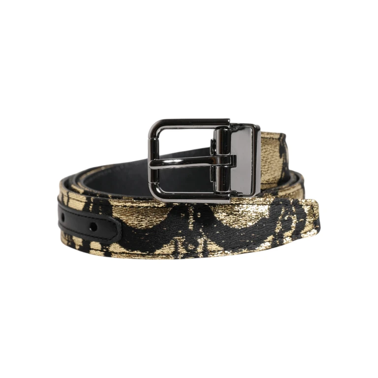 Multicolor Jacquard Leather Metal Buckle Belt - Men