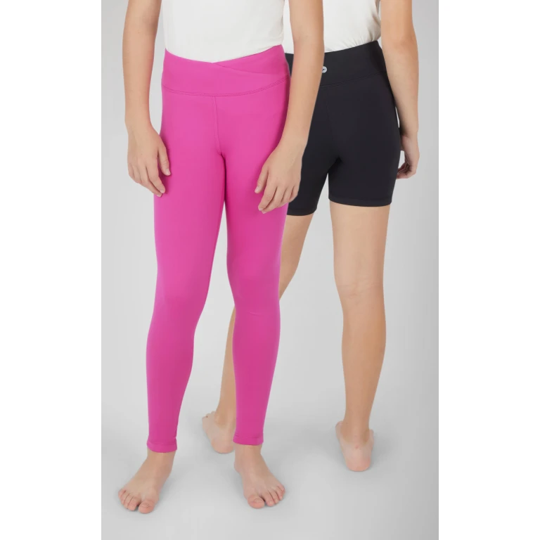 Girls 2 PK Lux Crossover Legging + 6" Bike Short