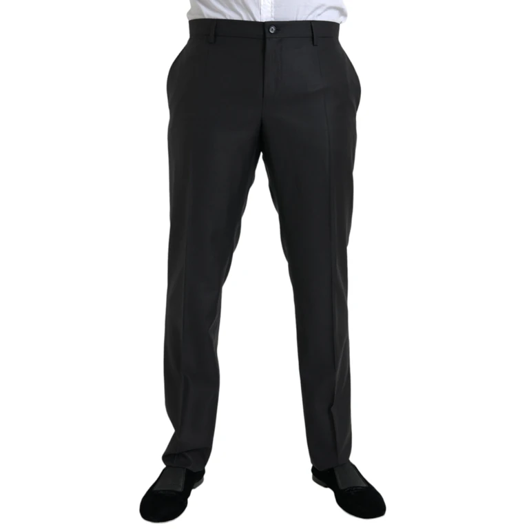 Dolce & Gabbana Black Wool Silk Skinny Dress Pants - Men