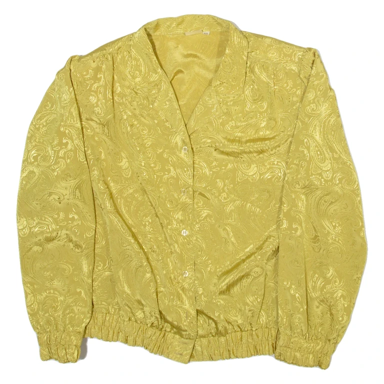 CHARLES JOGELE Womens Printed Blouse Gold Collared Long Sleeve Crazy Pattern M