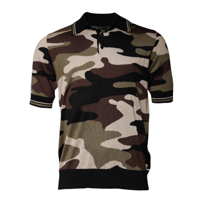 Dolce & Gabbana Multicolor Camouflage Collared Polo T-Shirt Silk - Men