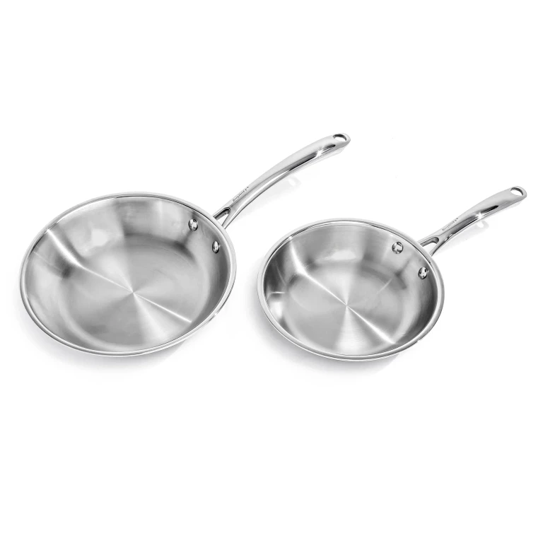 Professional 2pc Tri-Ply 18/10 Stainless Steel Cookware Set, 8" & 10" Fry Pan