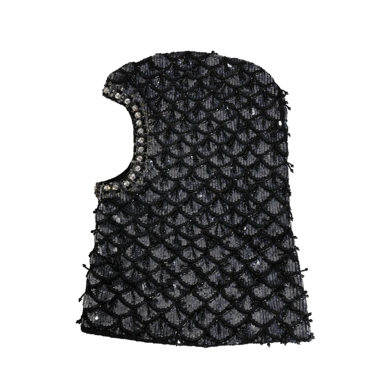 Dolce & Gabbana Black Wool Crystal Embellished Balaclava Hat Virgin - Women