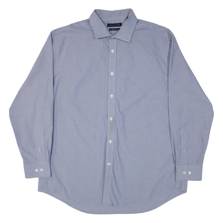 TOMMY HILFIGER Mens Shirt Blue Striped Long Sleeve XL