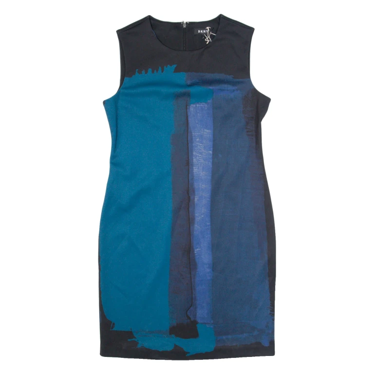 DKNY Womens Bodycon Dress Blue Sleeveless Knee Length M