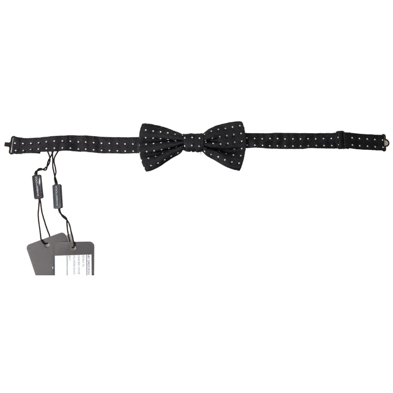 Dolce & Gabbana Black Polka Dot Silk Adjustable Men Neck Papillon Bow Tie - Men