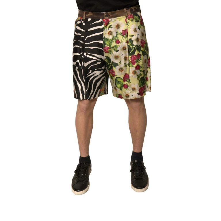Dolce & Gabbana Multicolor Patchwork Silk Men Chino Shorts - Men