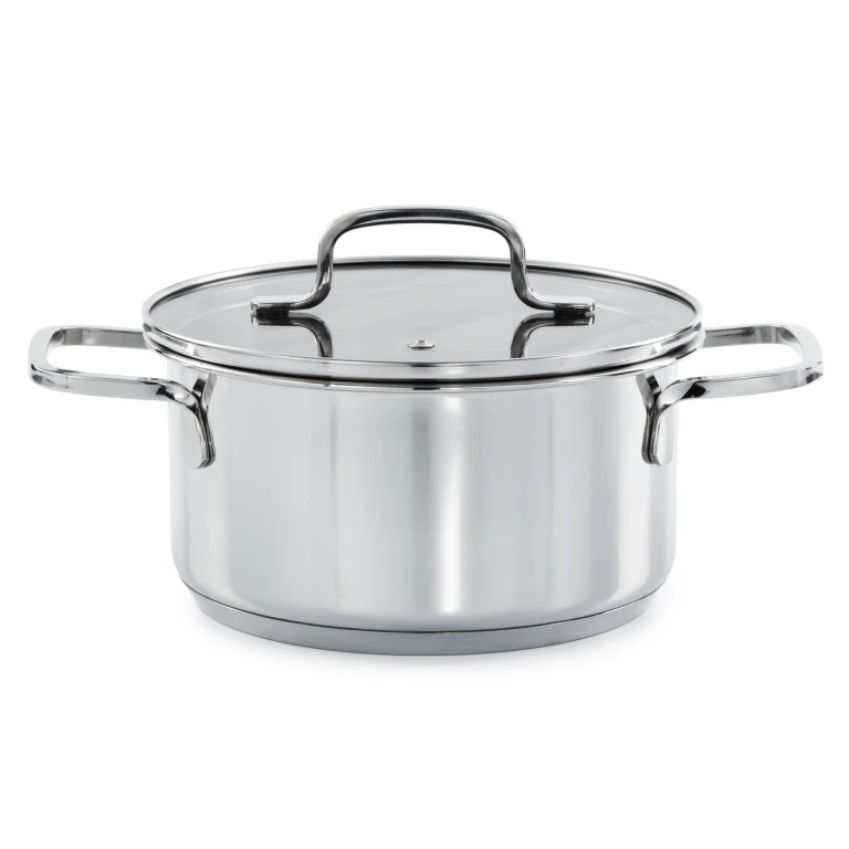 DiNA Helix Recycled 18/10 Stainless Steel 8" Stockpot 2.2qt., Glass Lid