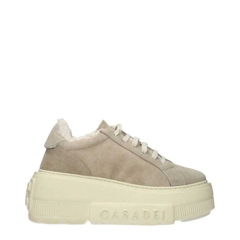 Beige Leather Chunky Sneakers - Women