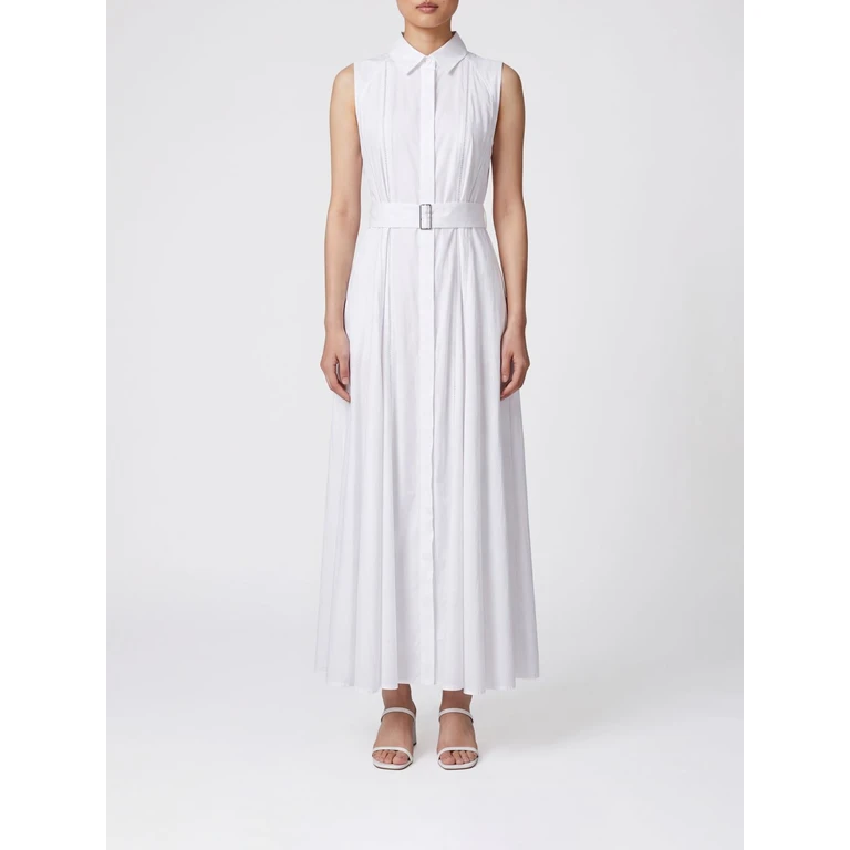 Sleeveless Poplin Midi Chemisier Dress with Belt (S6SK26A030)