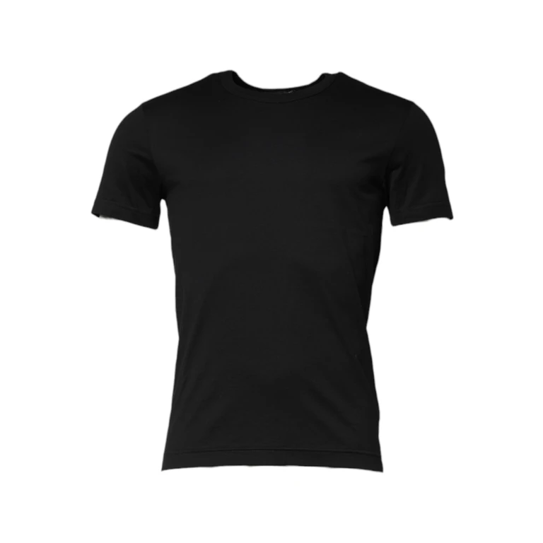 Dolce & Gabbana Black Cotton Short Sleeves Round Neck T-Shirt - Men
