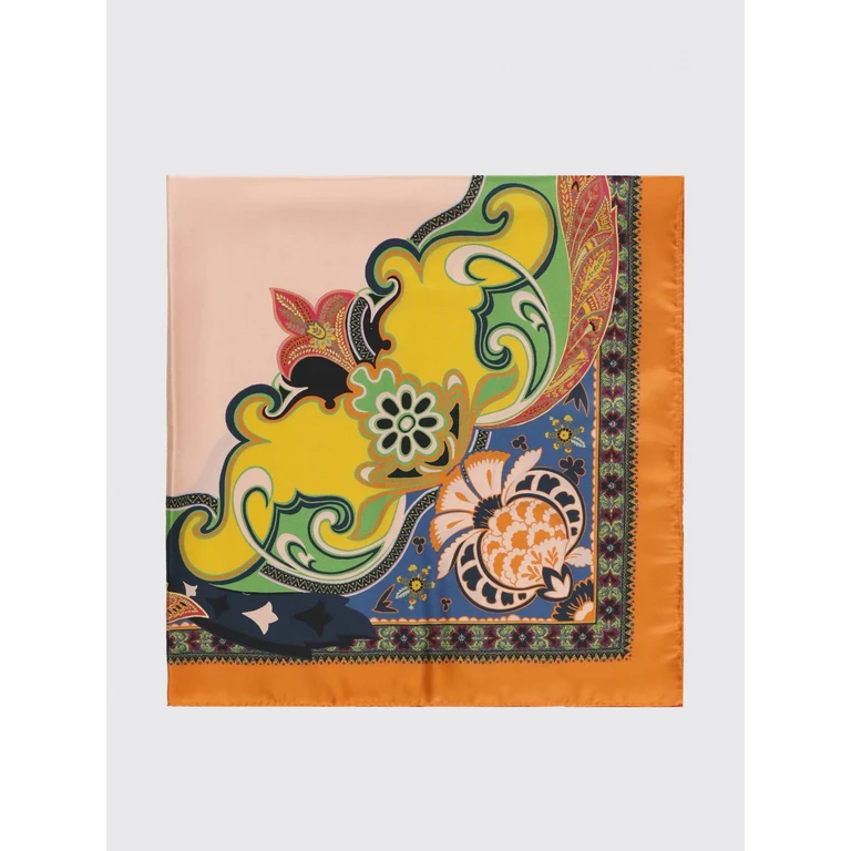 Paisley and Abstract Print Silk Square Scarf (WAXA0006AKI77X0870)