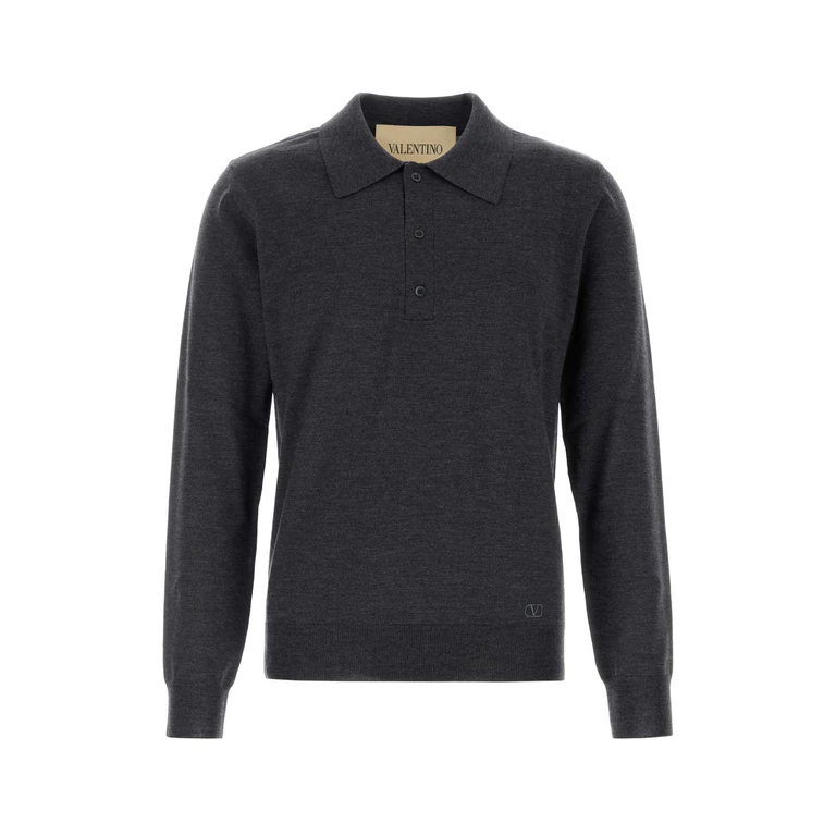 Valentino Garavani Charcoal Wool Polo Shirt Antracitemelange Maglie - Men